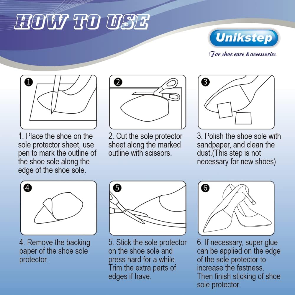 Unikstep Protector de suela de zapatos de 4 piezas antideslizante (Negro)