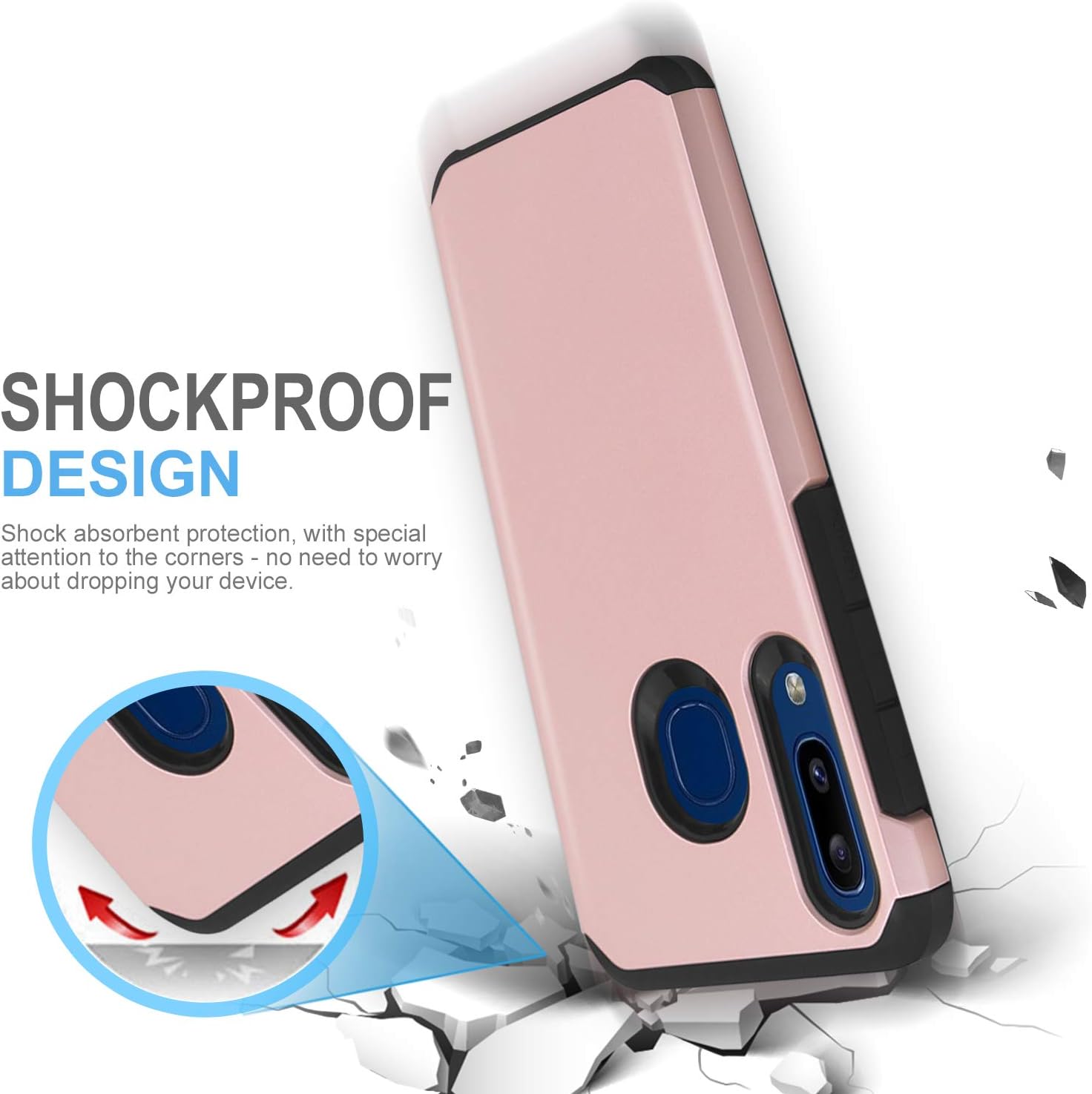 TJS Funda para teléfono compatible con Alcatel 3V 20195032W (no compatible con Alcatel 3V 2018), cubierta híbrida de doble capa a prueba de golpes