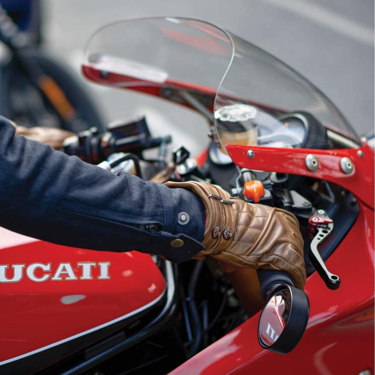 Goldtop Quilted Cafe Race – Guantes de cuero para motocicleta, color marrón encerado (S – 7.5 a 7.75 pulgadas)