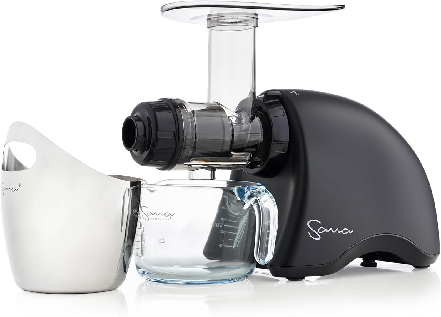 Cold Press SANA 707 Exprimidor clásico horizontal de velocidad lentabaja  Fácil de limpiar, potente motor, alimentación automática, compacto,