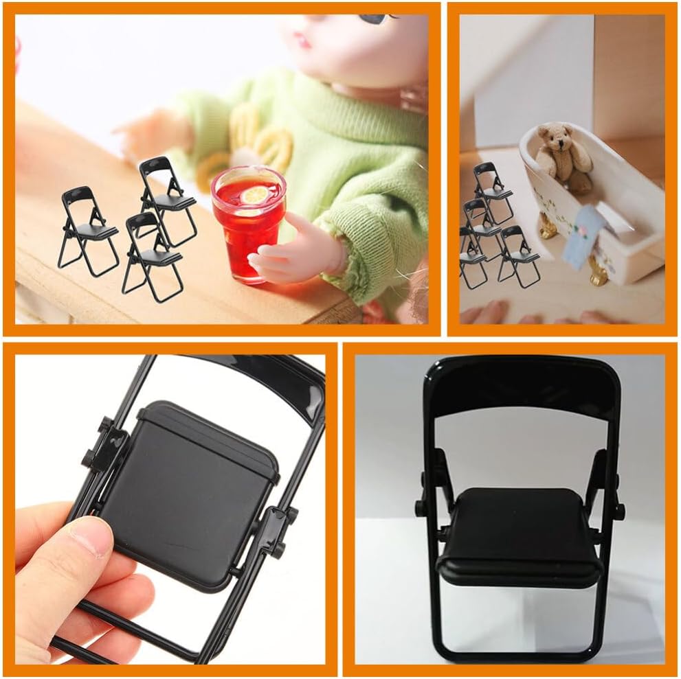 STOBOK Mini silla plegable soporte para teléfono celular, 10 piezas, pequeña silla de cubierta de playa, soporte plegable para teléfono celular,