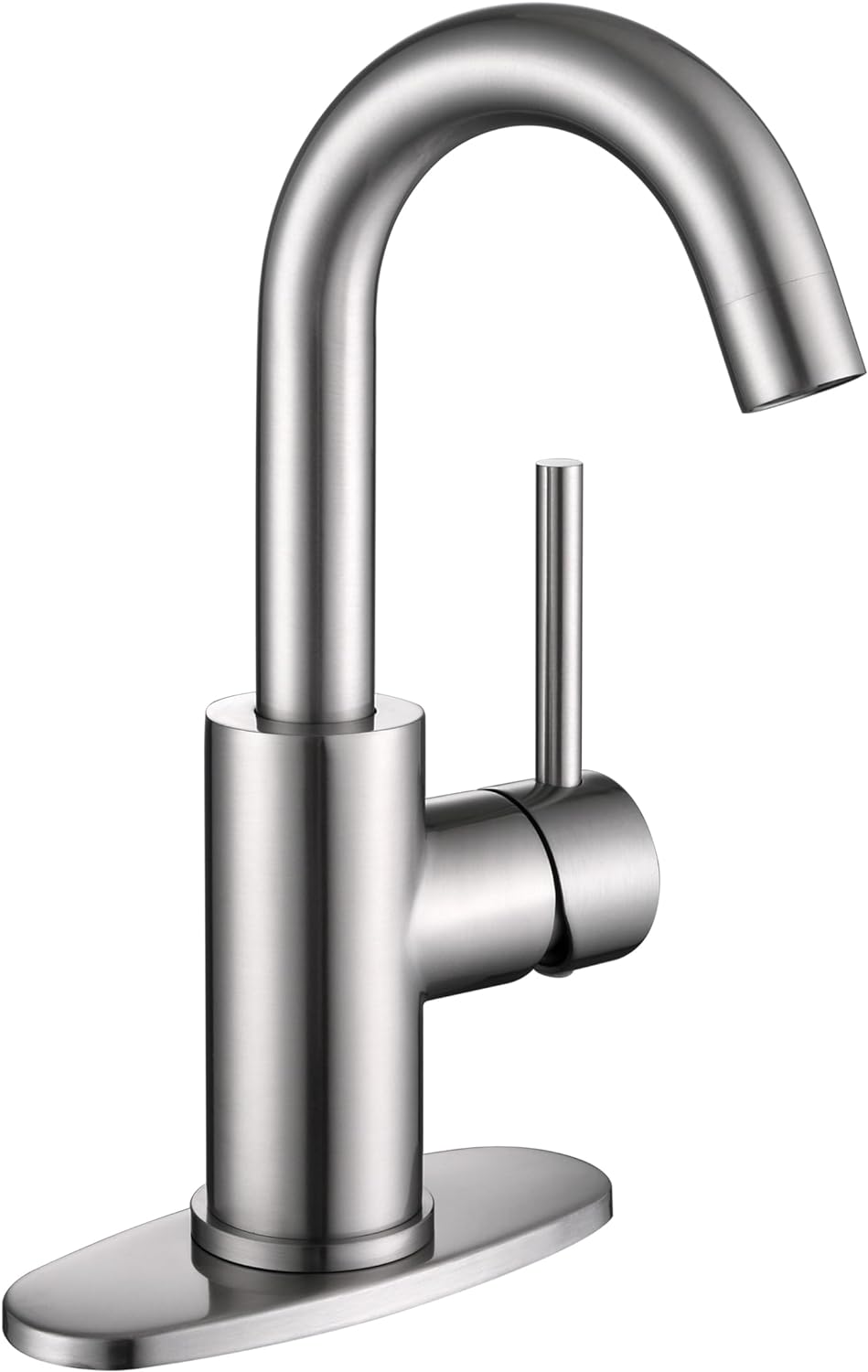 Jodulos – Grifo de barra de un solo agujero, grifo de fregadero de barra de acero inoxidable de níquel cepillado con placa de cubierta y líneas de