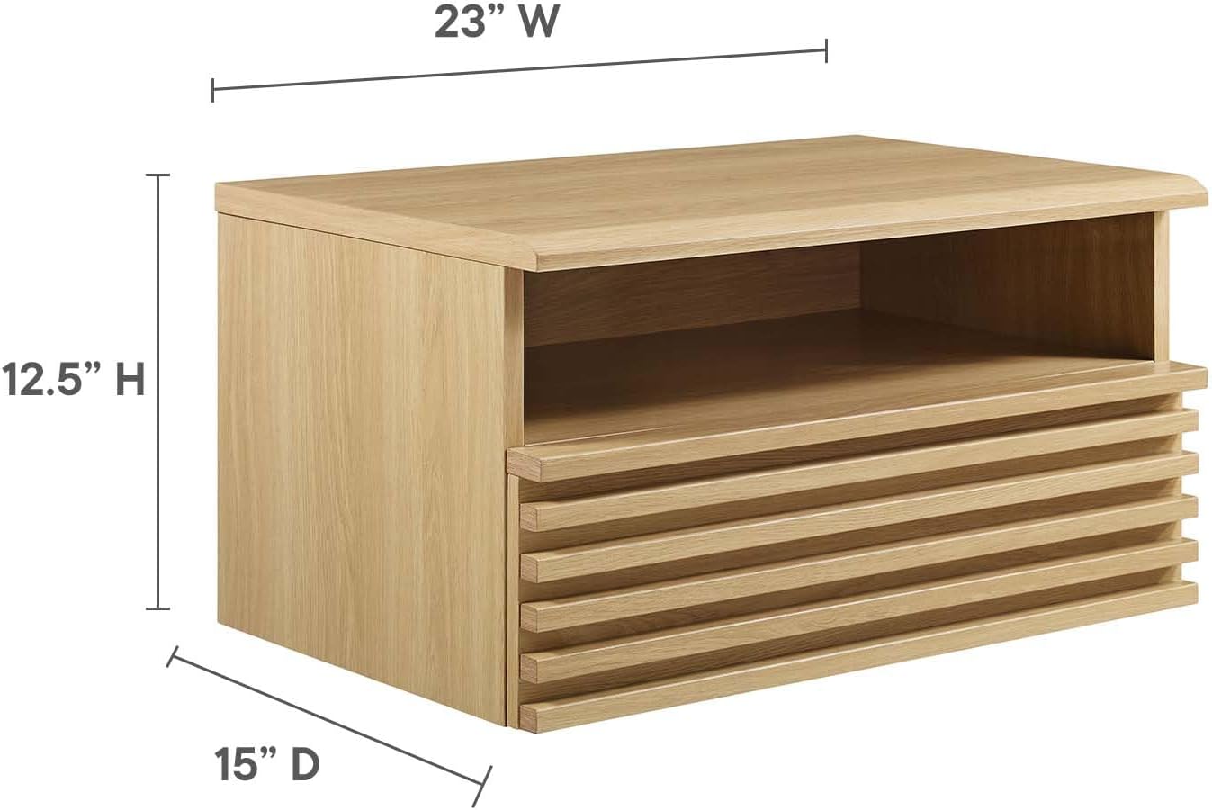 Modway Render Mid-Century – Mesita de noche moderna para montaje en pared, roble