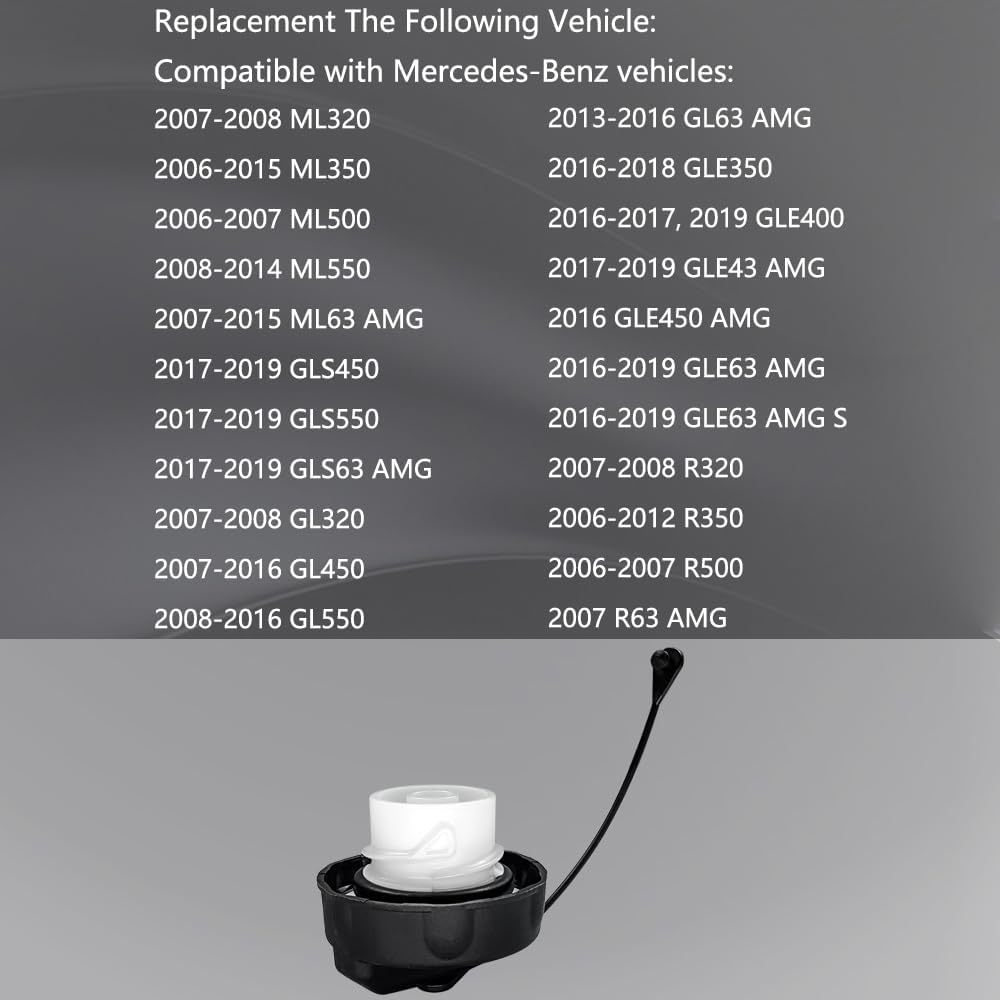Tapa de combustible de gasolina de repuesto A1644700030 A1664705800 compatible con Mercedes-Benz ML320 ML350 ML500 ML550 GL320 GL450 GL550 R320 R350