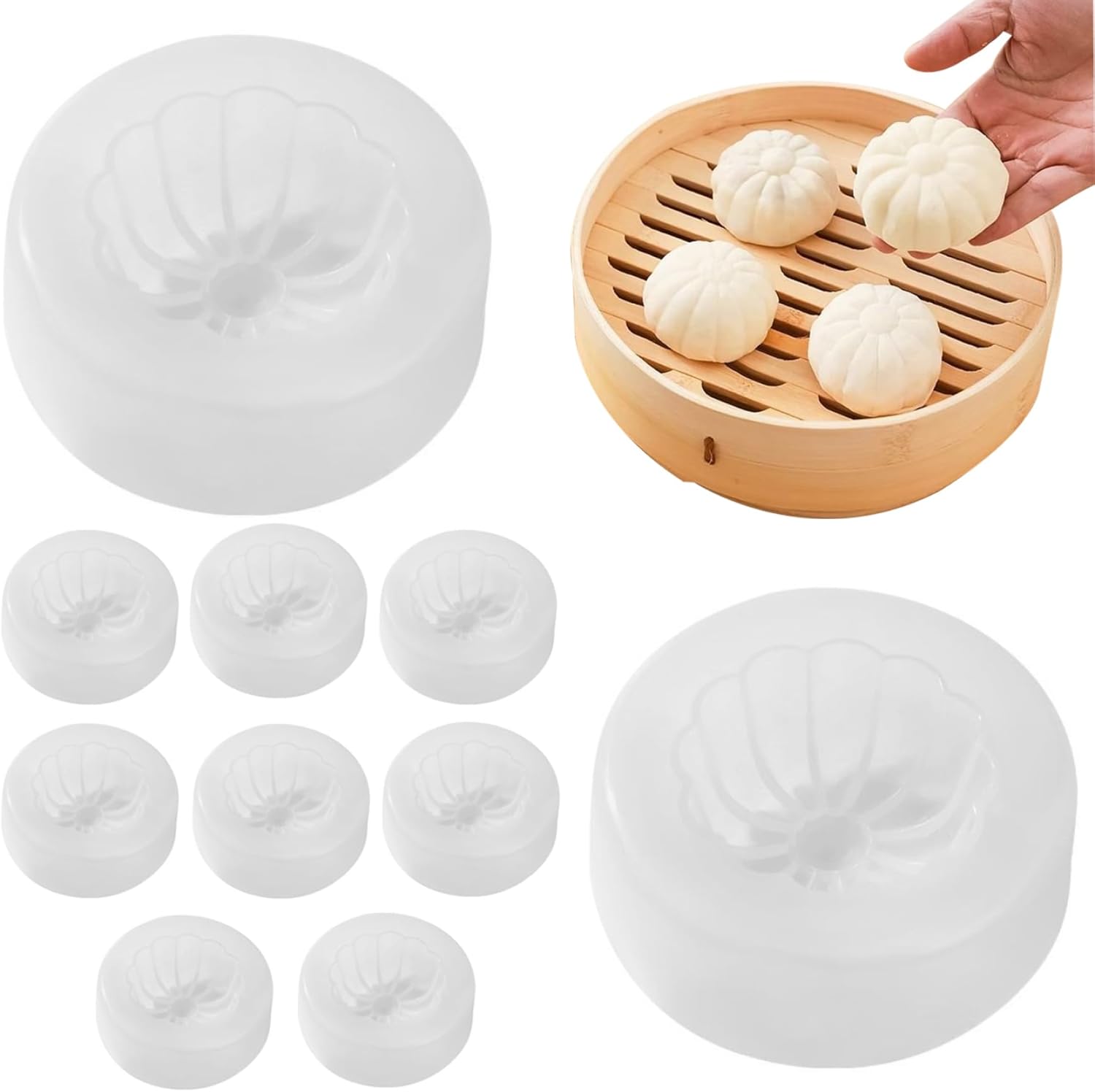 10 piezas de Baozi hechas a mano, estilo chino, antiadherente, relleno al vapor, molde para hacer bollos hechos a mano para hacer bollos para el