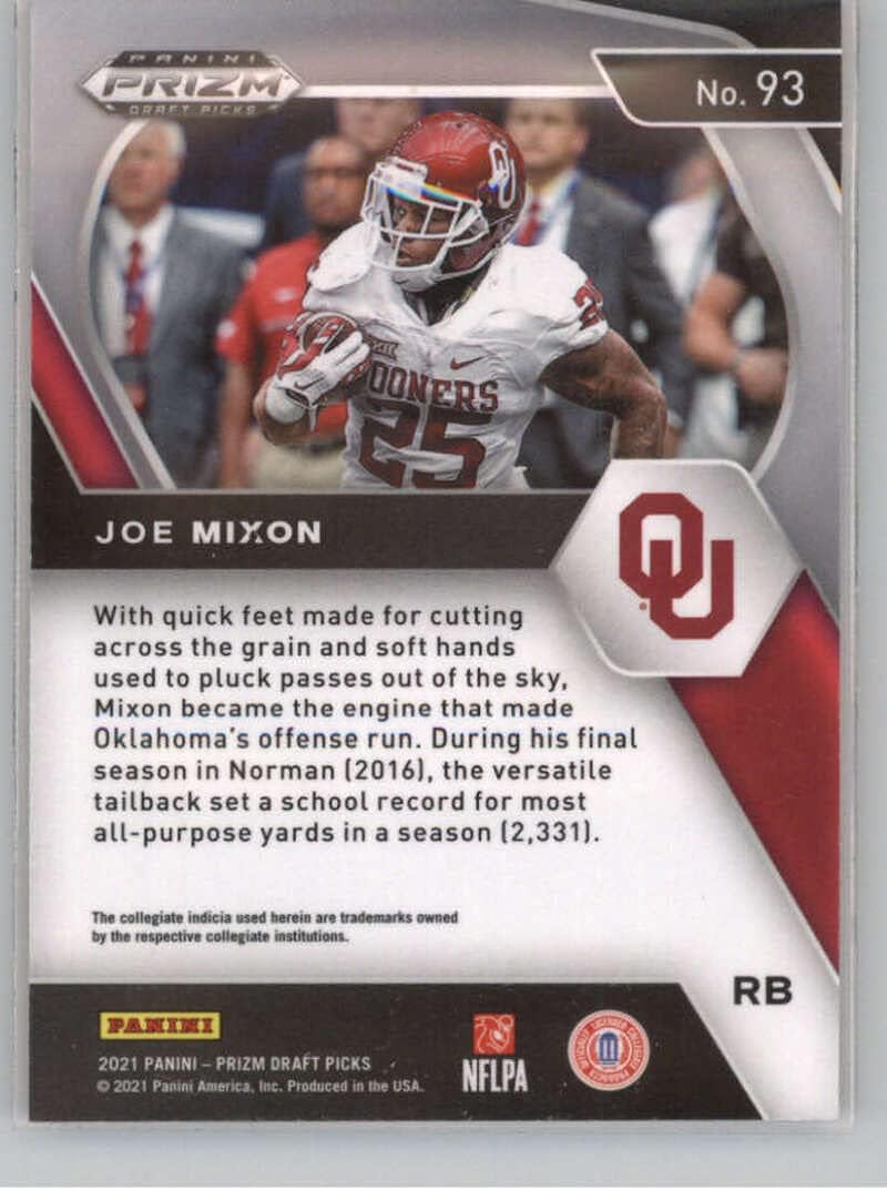 2021 Panini Prizm Draft Picks #93 Joe Mixon Oklahoma Sooners Official NCAA Football Trading Card in Raw (NM or Better) Condition