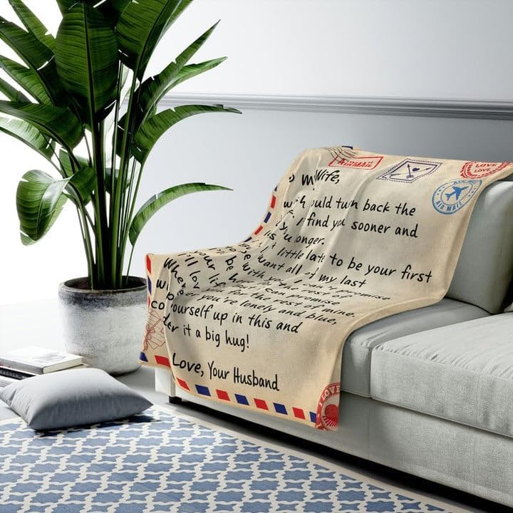 Manta de letras personalizada con texto en inglés To My Wife, Carta de amor a mi esposa, manta de letras con texto en inglés Wish I Could Turn Back