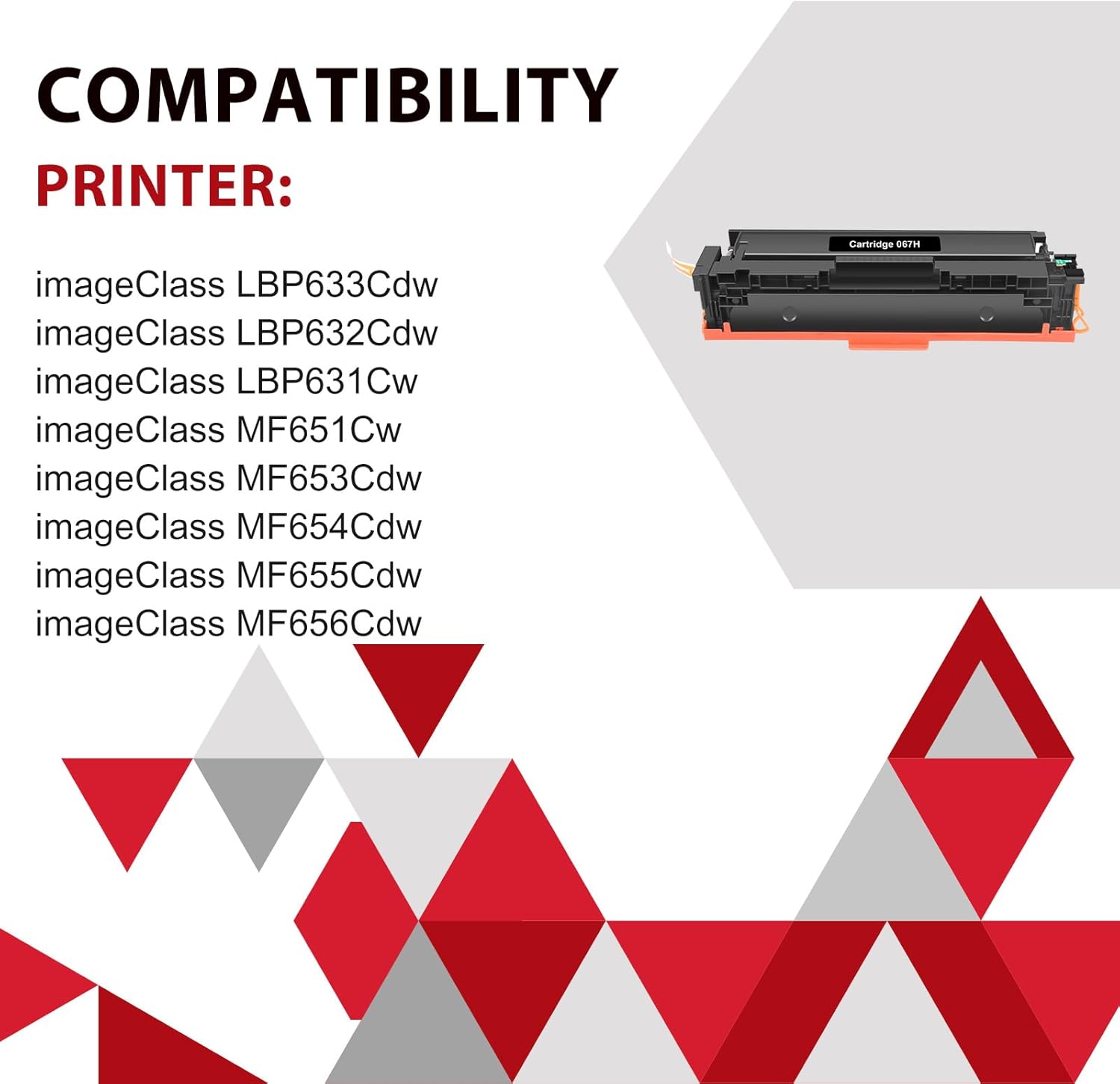 067H 067 MF656Cdw MF654Cdw Juego de cartuchos de tóner compatible de repuesto para Canon 067H 067 Color ImageCLASS LBP632Cdw MF653Cdw LBP633Cdw