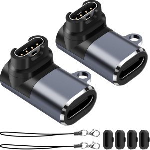 Watch Charger Adapters (2 Pack), Seminer USB-C Type C Female to Male Adapter Charging Connector with Dust Plug Compatible with Garmin Fenix Watch Charger Adapters (2 Pack), Seminer USB-C Type C Female to Male Adapter Charging Connector with Dust Plug Compatible with Garmin Fenix