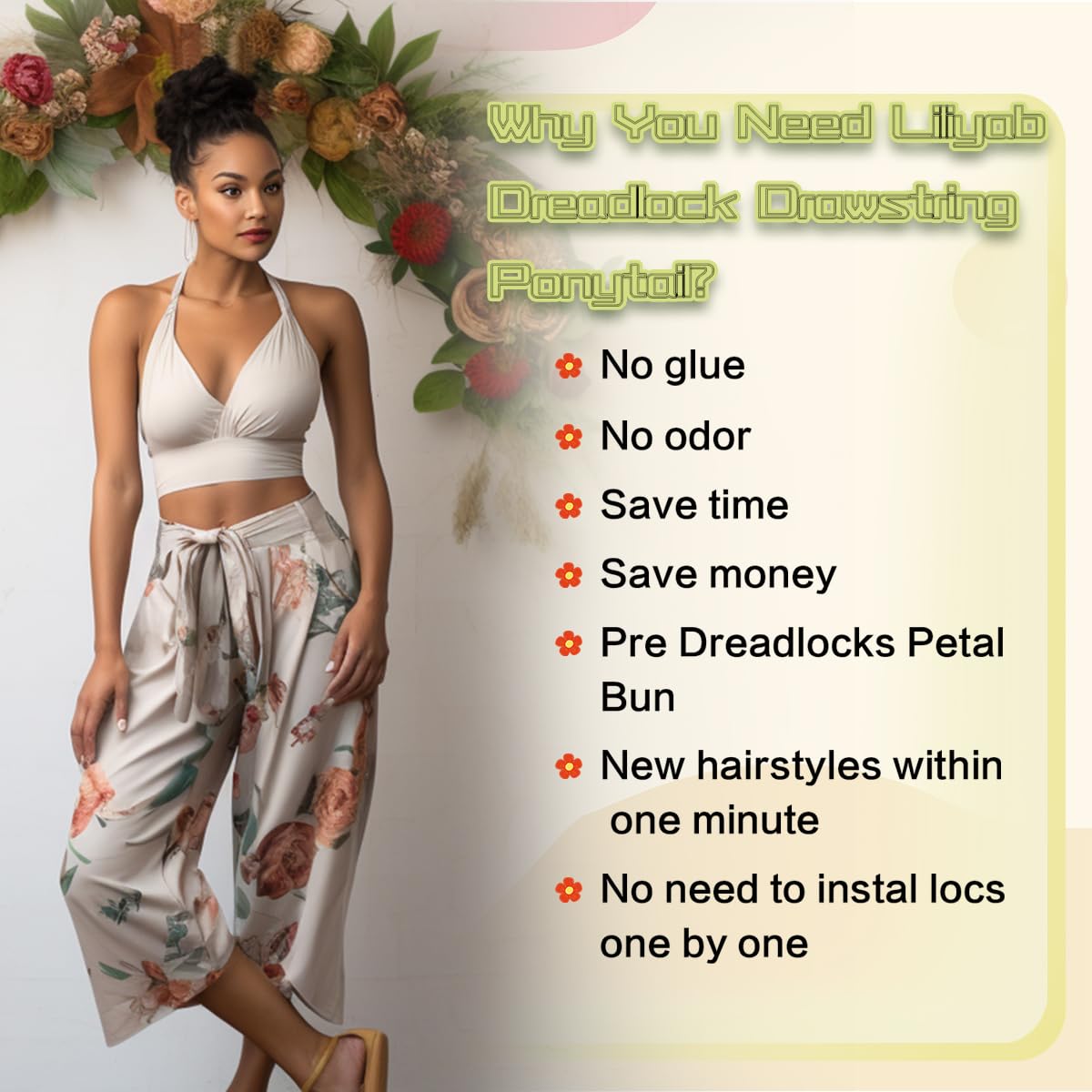 Liliyab DreadLocks Chignons Afro High Puff – Cola de caballo con cordón para coleta, extensiones de pelo sintético con clip, cola de caballo para