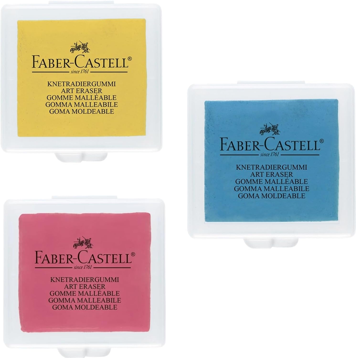 Faber-Castell Gomas de borrar – Drawing Art – Borradores amasados, tamaño grande, colores surtidos, paquete de 18