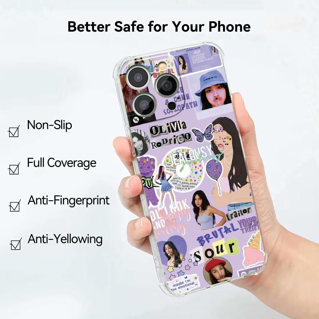 XSHIP Funda para iPhone 14 Pro Max, Cool Tide Popularidad Cantante Collage Photo Designs Soft Clear TPU Bumper Case Case Diseñado para mujeres y