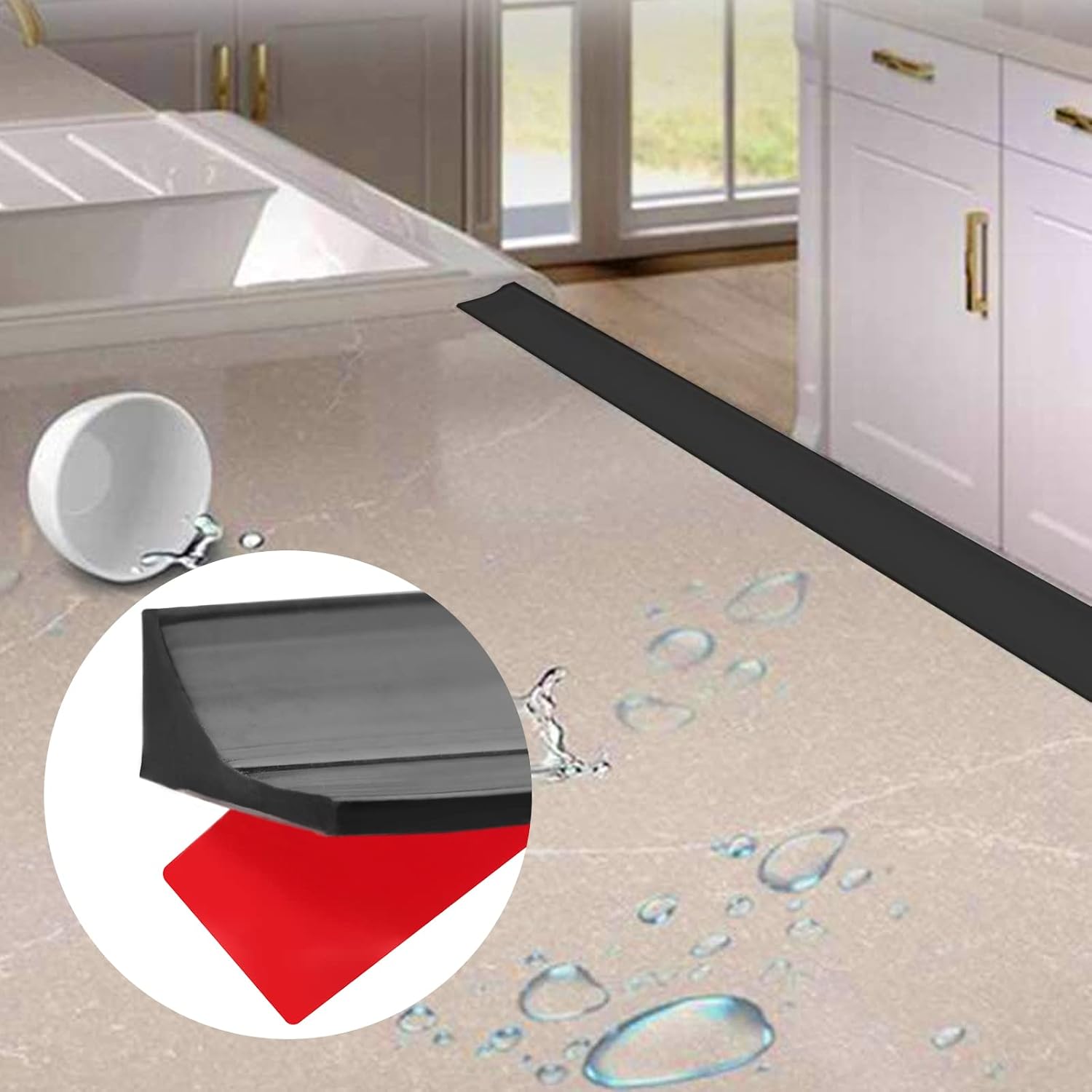 Presa de agua plegable para umbral de ducha, barrera impermeable de silicona autoadhesiva para baño y cocina, protección de ducha para separación