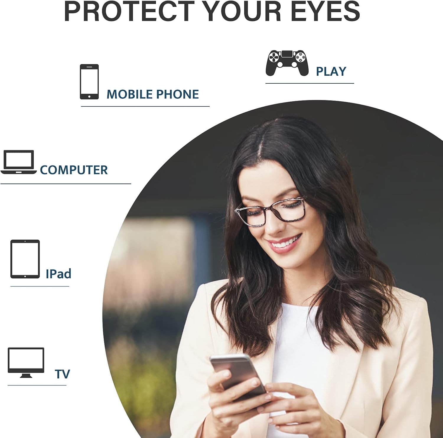 Cyxus Gafas de bloqueo de luz azul para hombres y mujeres, gafas de juegos de computadora rectángulo TR90 marco anti fatiga ocular UV400