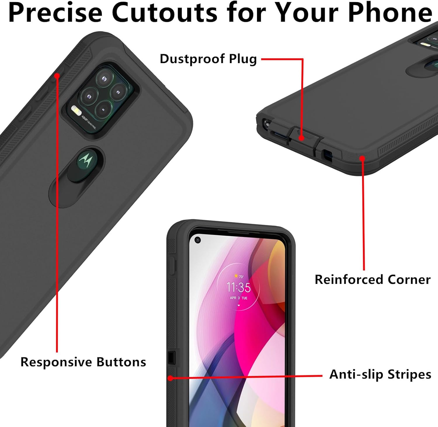 Funda Defender para Motorola Moto G Stylus 5G 2021, TPU suave PC duro resistente a prueba de golpes a prueba de polvo 3 en 1 cubierta de teléfono