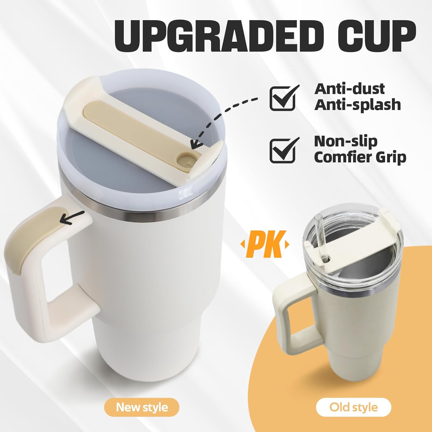 Vaso de 40 onzas con asa y pajita, vaso de acero inoxidable con tapa y pajilla, taza de viaje aislada al vacío, taza de viaje 2 en 1 tapa (pajilla