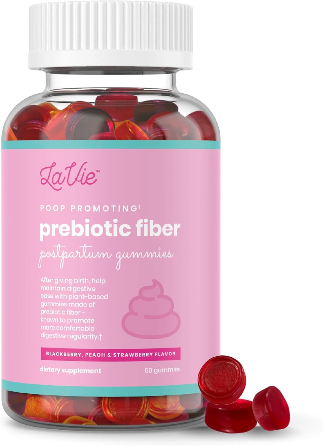 LaVie Gomitas de fibra para mujeres, gomitas sin azúcar para embarazo y posparto, suplementos de fibra, fibra prebiótica a base de plantas, gomita