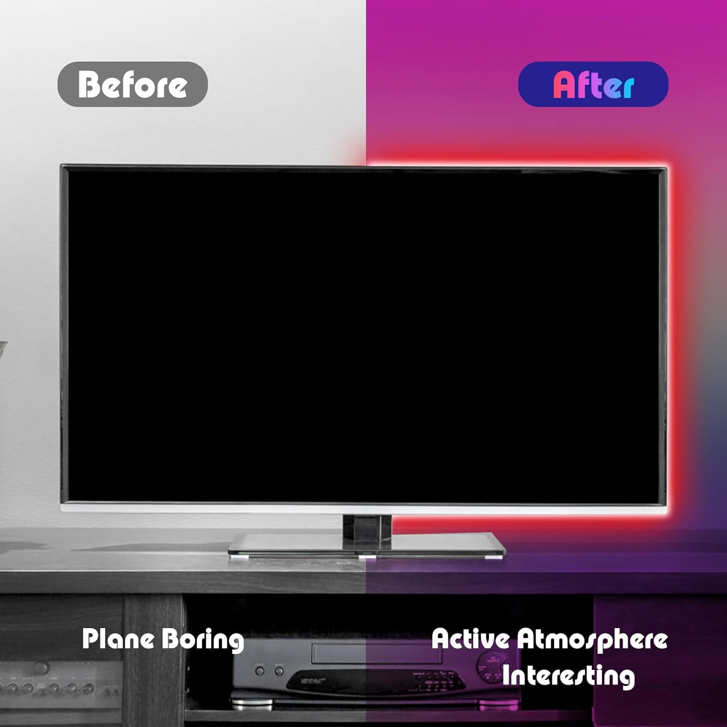 Tira de luz LED RGB, cinta de luz de 18 pies con control remoto, luces LED enlazables para dormitorio, cocina, sala de estar, sala de estar, fiesta