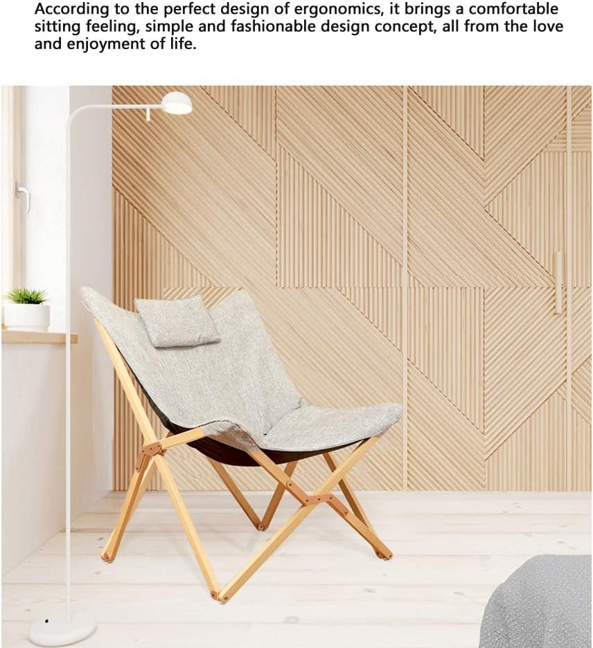 Silla plegable de madera maciza para el almuerzo, silla reclinable portátil de haya con cómodo cojín (sin necesidad de instalar) (soporte de color