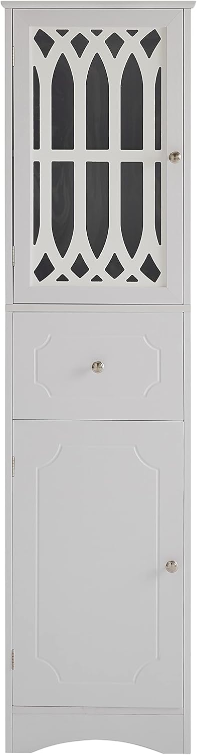 SHMAO Gabinetes de almacenamiento altos de lino para baño, gabinete de almacenamiento de baño, armario de baño independiente con estantes y cajones