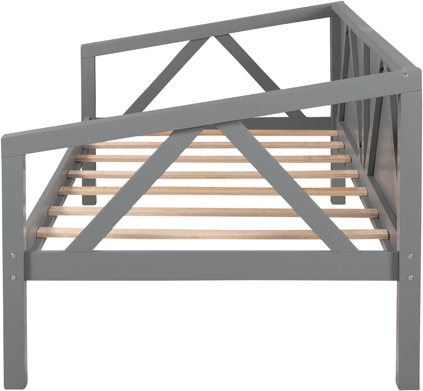 SOFTSEA Marco simple de sofá cama individual, plataforma de madera con soporte de listones de madera y forma de triángulo, sofá cama resistente para