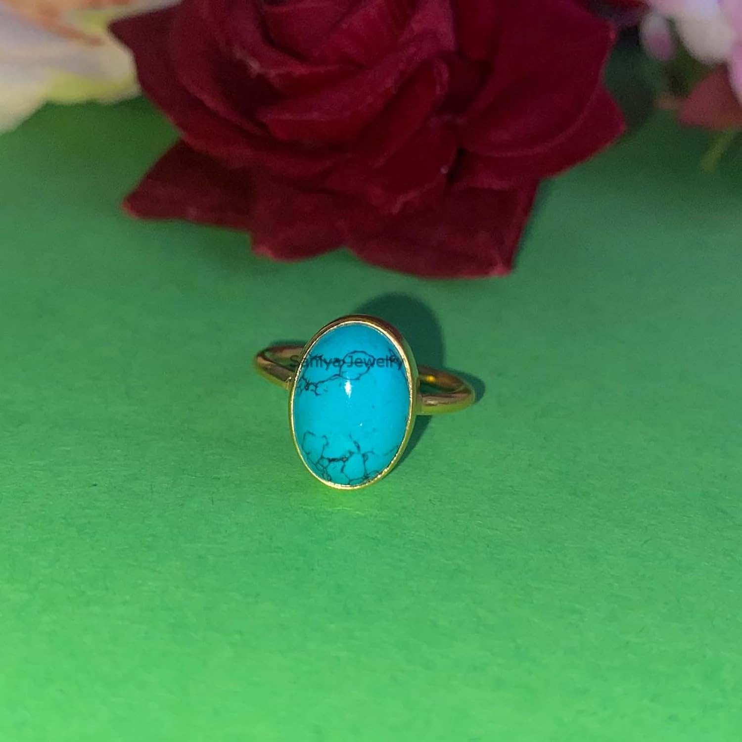 Handmade Oval Gemstone Dainty Minimalist Ring  Yellow Gold Vermeil Ring  Solid 925 Sterling Silver Statement Ring  Everyday Wear Rings For Women