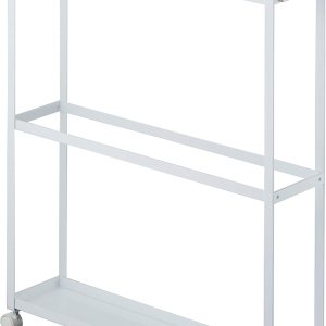 Yamazaki Toallero para el hogar y carrito de baño – Organizador de almacenamiento de baño rodante de acero, talla única, color blanco Yamazaki Toallero para el hogar y carrito de baño – Organizador de almacenamiento de baño rodante de acero, talla única, color blanco