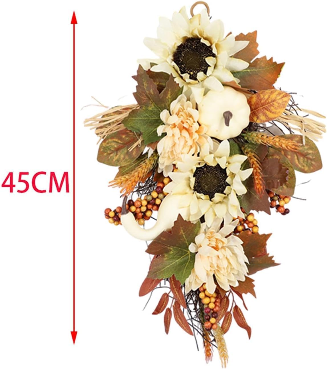 Corona de otoño con diseño de lágrima de Acción de Gracias, hojas de arce, corona de flores artificiales para decoración de festivales de otoño de