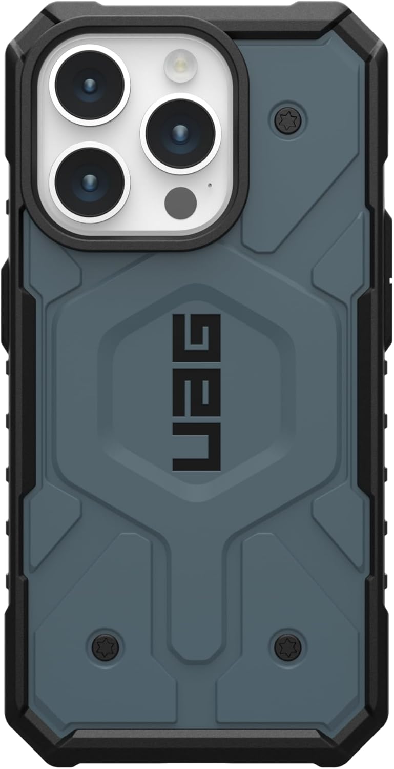 URBAN ARMOR GEAR UAG – Funda compatible con iPhone 15 Pro de 6.1 pulgadas, Pathfinder Cloud Blue, imán integrado compatible con carga MagSafe, funda