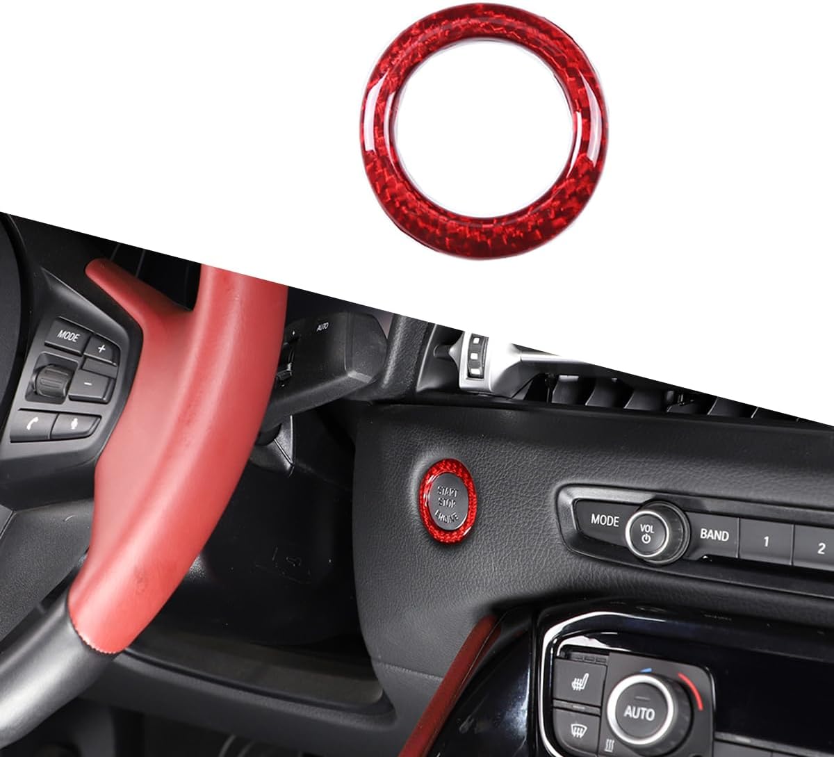 Anillo protector decorativo para interruptor de motor de arranque de encendido de automóvil, borde de fibra de carbono real, apto para Toyota Supra