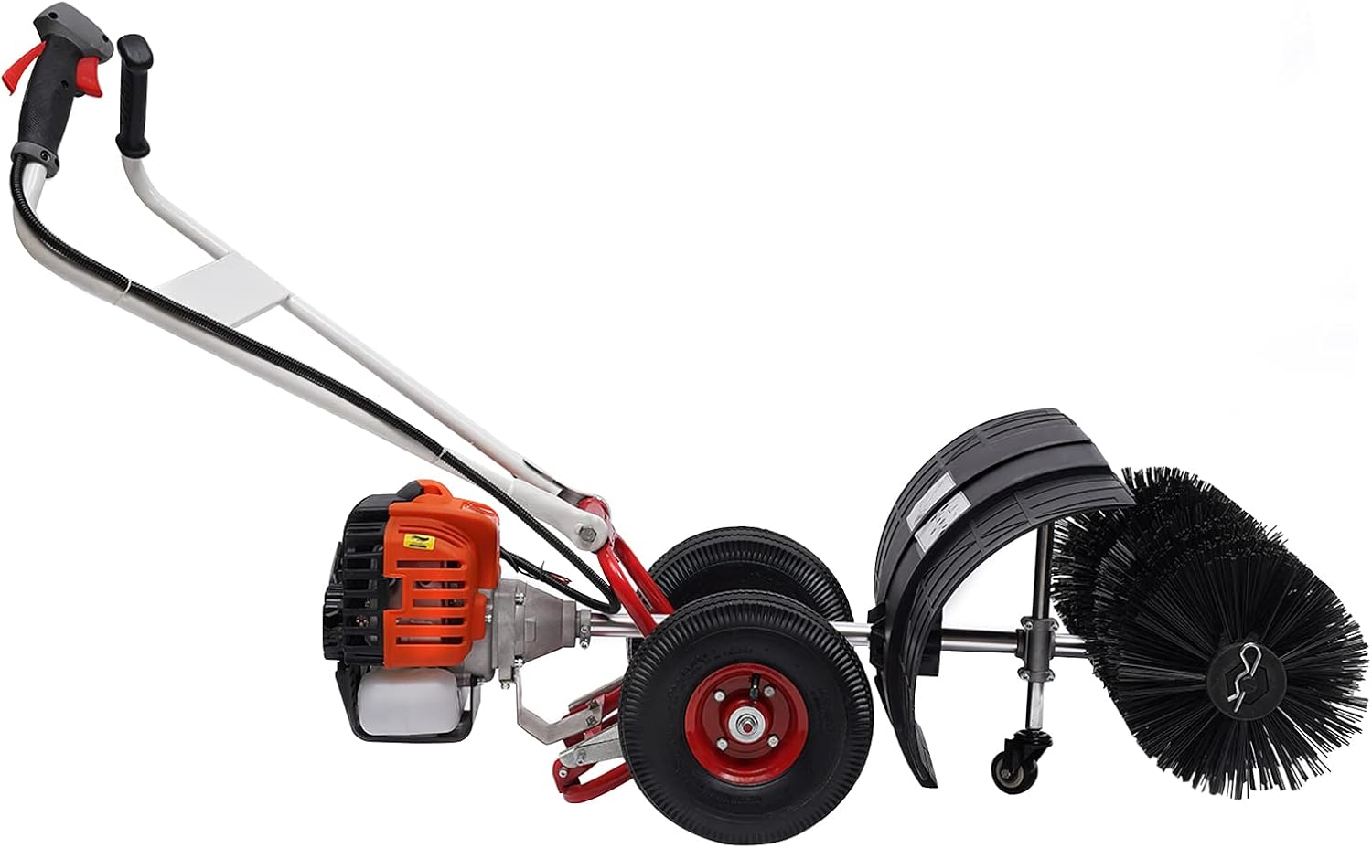 Escoba eléctrica de gas 52 CC 2.5 HP, escoba de barrido para caminar detrás de la mano, barredora de empuje para césped, hojas, nieve, césped