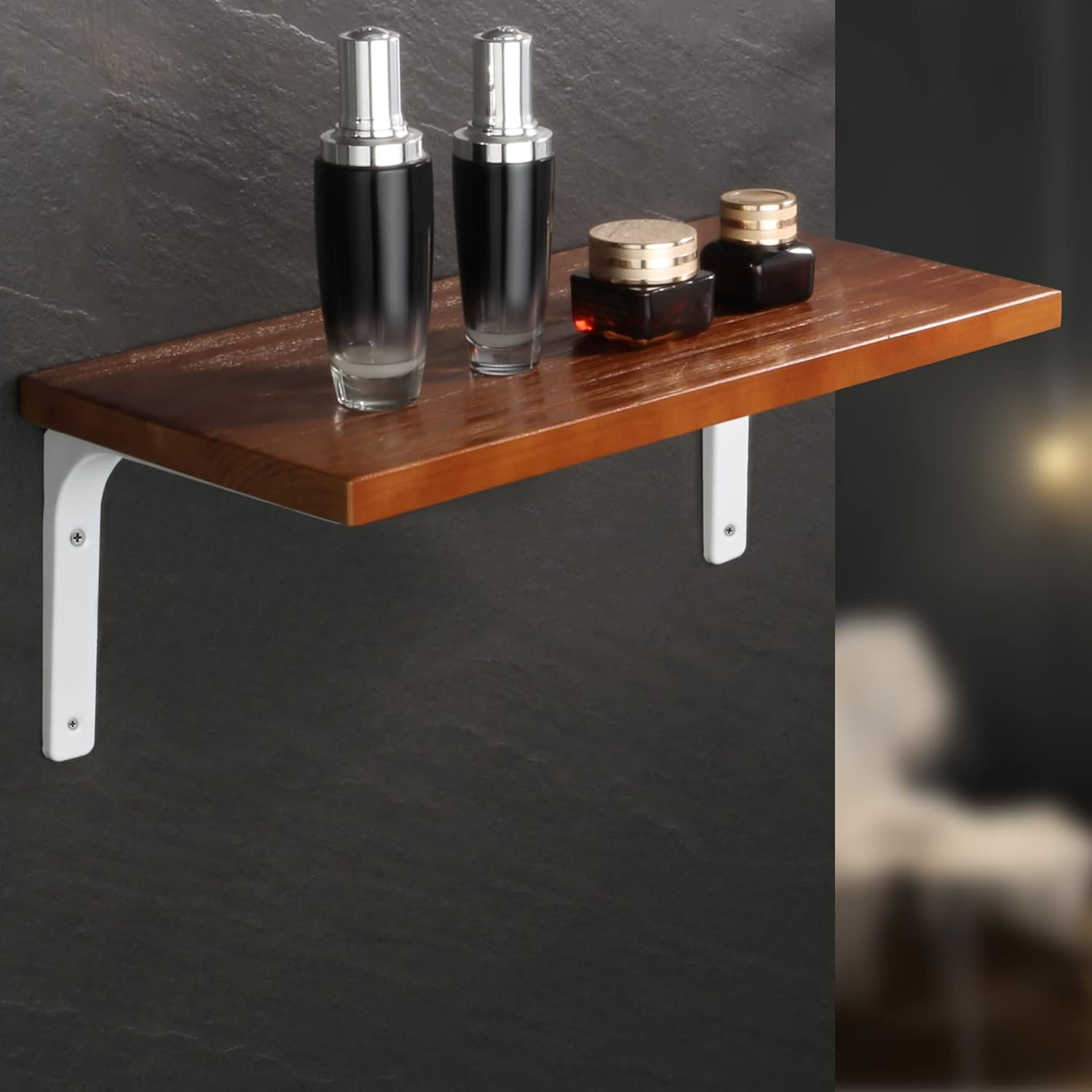 SAYAYO Soporte en L, 10 x 8 pulgadas, soporte de estante de metal de hierro resistente, soporte de esquina decorativo, 4 unidades, blanco brillante