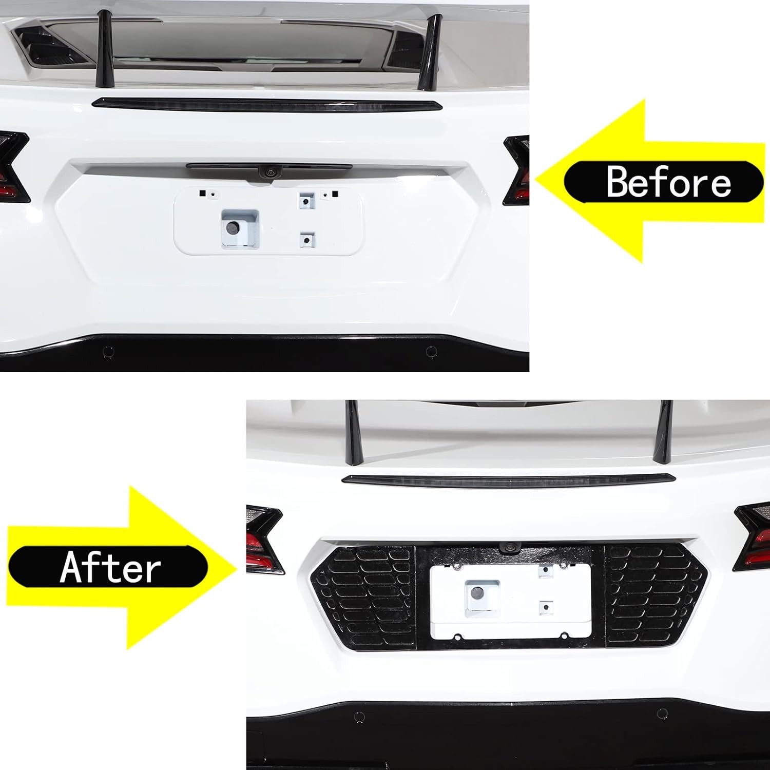 Cubierta de protección para marco de licencia trasero, aleación de aluminio, 1 unidad, compatible con Chevrolet Corvette C8 Stingray 2020-2023 Marco