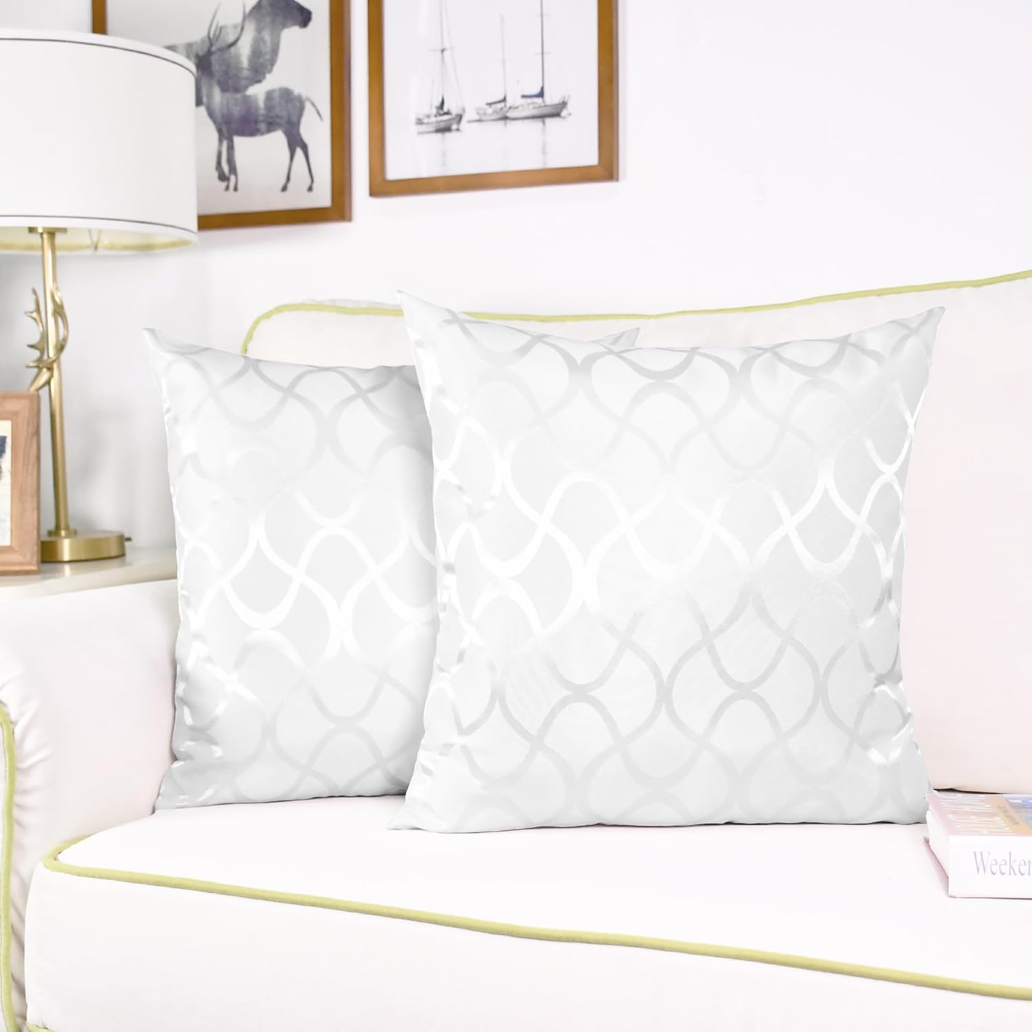 CaliTime Juego de 2 fundas de cojín modernas, brillantes y opacos, con forma de onda, geométricas abstractas, para sofá, cama, sofá, decoración de