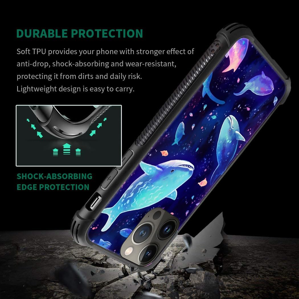 CARLOCA Funda compatible con iPhone 13 Mini, diseño de patrón de tiburón morado Corlorful para niñas y niños, a prueba de golpes, antiarañazos, para