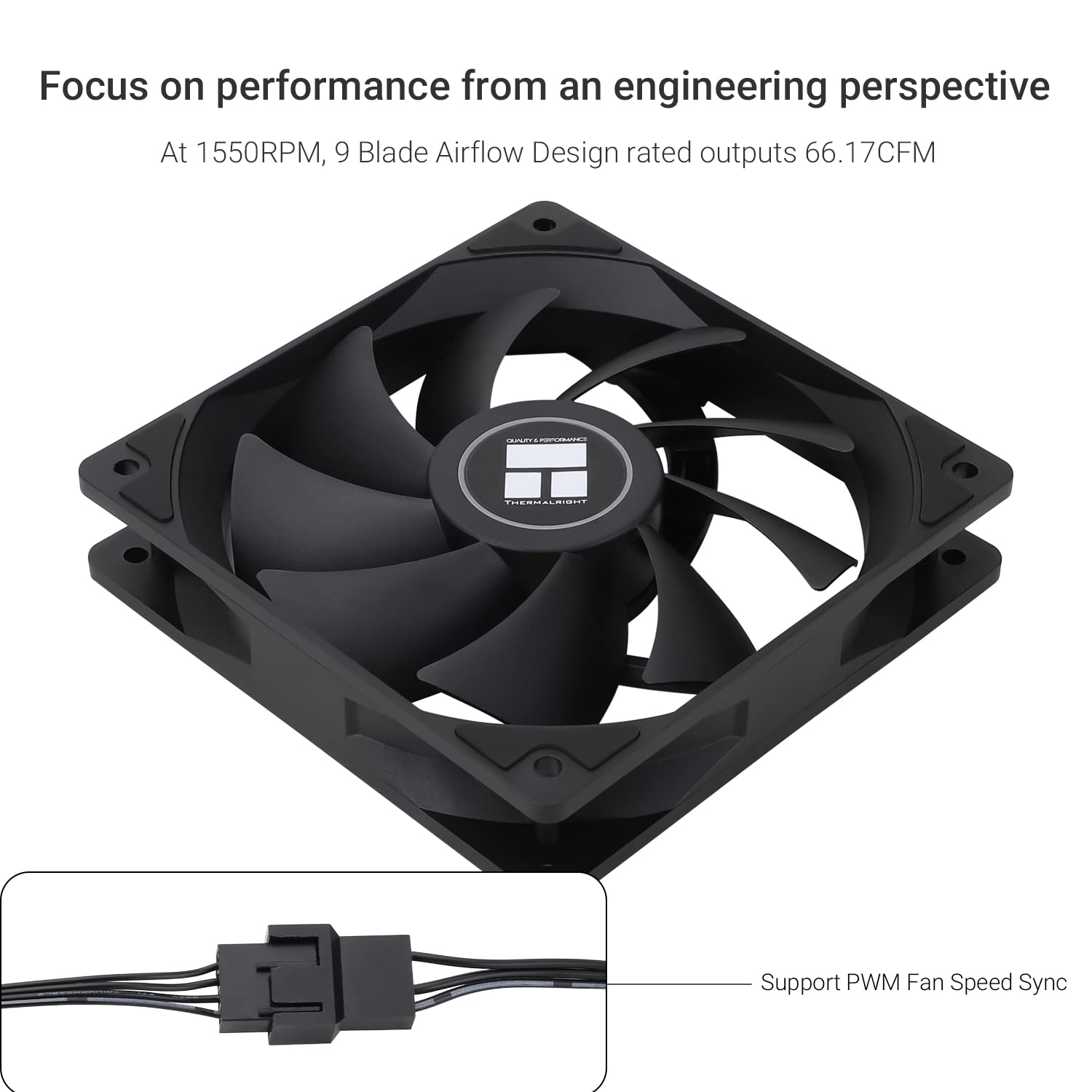 Thermalright Ventilador de CPU TL-C12C de 4.724in, ventilador de computadora silencioso PWM de 4 pines con rodamiento S-FDB incluido, ventilador de