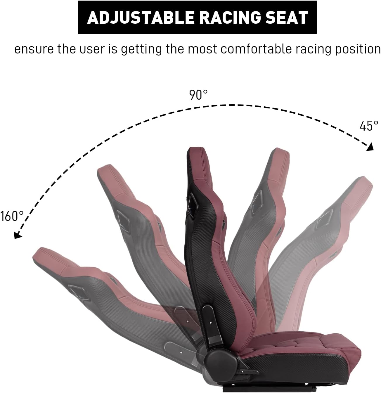 2 asientos de carreras, asientos universales de cuero de PVC con deslizadores de doble bloqueo para ajuste delantero y trasero, asientos de carreras
