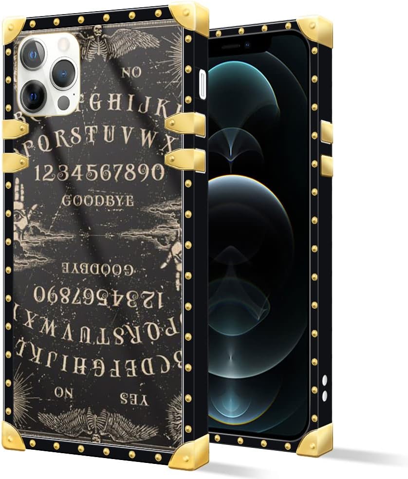 DAIZAG Funda compatible con iPhone 13, B Witchy Ouija Board Square Case Luxury Elegant Women Girls Metal Decoración Corner Classic Retro Soft TPU