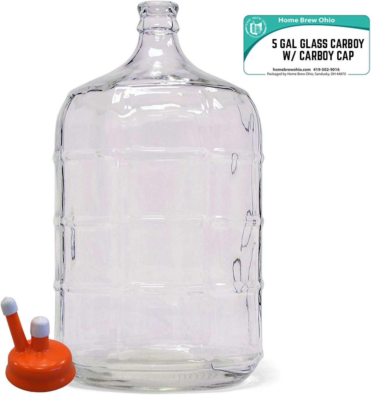 Home Brew Ohio Carboy de vidrio de 5 galones con tapa Carboy