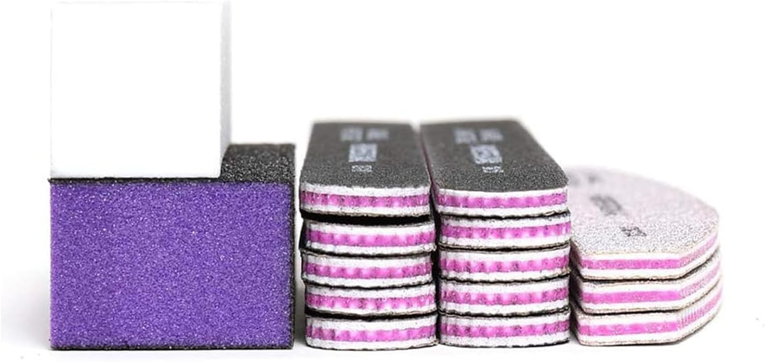 15 limas de uñas mixtas y pulidor con caja, kit de herramientas de manicura profesional para el cuidado de las uñas, bloque amortiguador