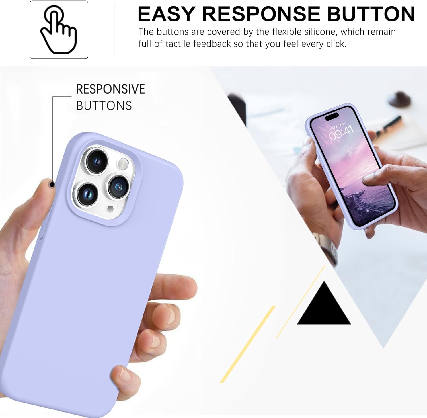 BENTOBEN Funda para iPhone 15 Pro Max, funda de silicona suave, goma de gel, forro de microfibra, parte trasera dura, a prueba de golpes, funda