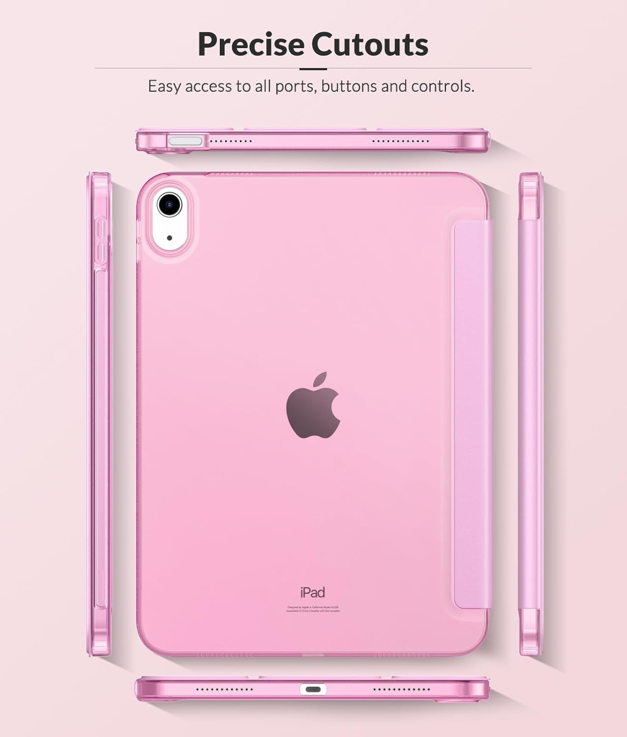 MoKo Funda para iPad de 10 generación 2022, iPad 10.9 con cubierta trasera de TPU suave translúcido esmerilado, funda delgada con función de