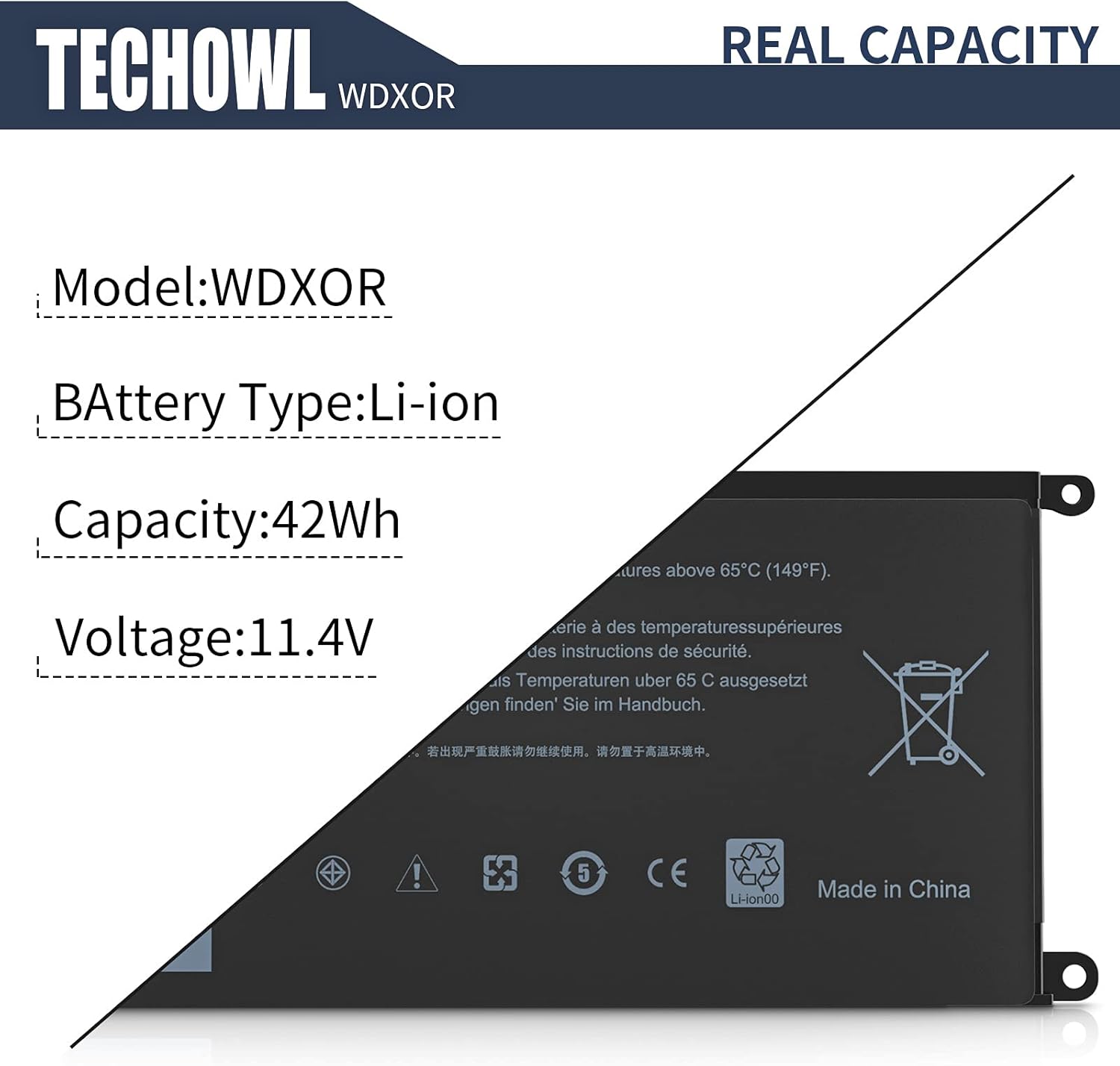 WDX0R – Batería de repuesto para Dell Inspiron 5567 para Dell Inspiron 15 5567 5570 7570 7573 7579, 13 7378 5378, 17 5767 Latitude 3379 Vostro 5468