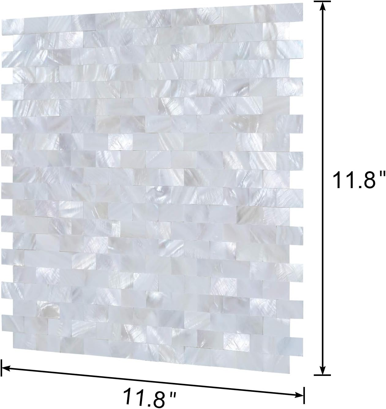 10 hojas de mosaico para salpicaduras de nácar de madrepera, para pegar en muro para cocina, baño, dormitorio (blanco, 12 x 12 pulgadas)