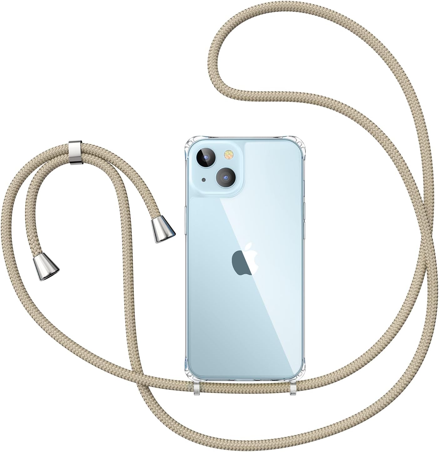 ZTOFERA Compatible con iPhone 15, funda transparente con cordón ajustable, TPU suave y delgada, a prueba de golpes, funda protectora cruzada para
