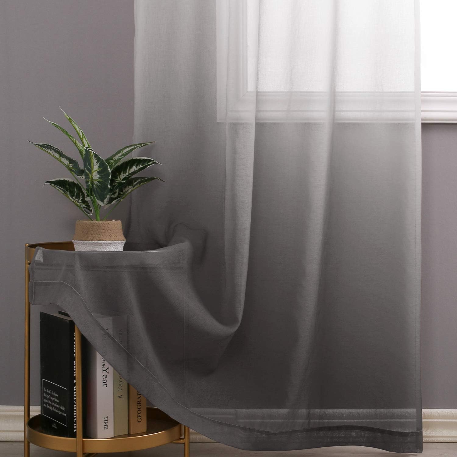 Hiasan Ombre Cortinas transparentes para sala de estar y dormitorio  Cortinas de lino sintético con ojales para ventana.
