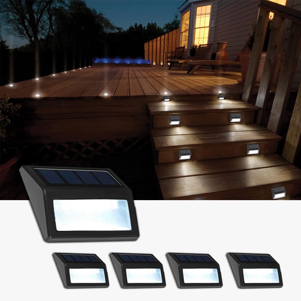 Luces solares para exteriores, impermeables, con energía solar, para patio, jardín, garaje, entrada, camino, iluminación de pared exterior (blanco