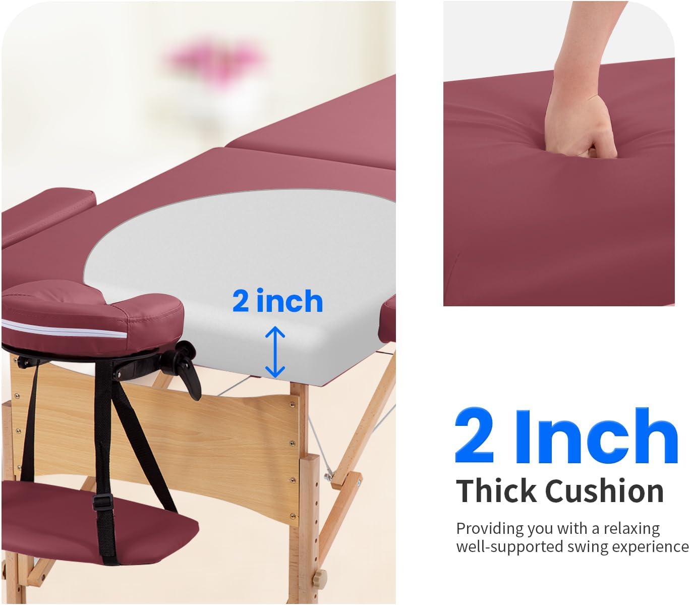 PayLessHere Mesa de masaje portátil de 2 pliegues, cama de spa, cama de masaje, cama de masaje, cama de pestañas facial, cama de cuna facial, altura