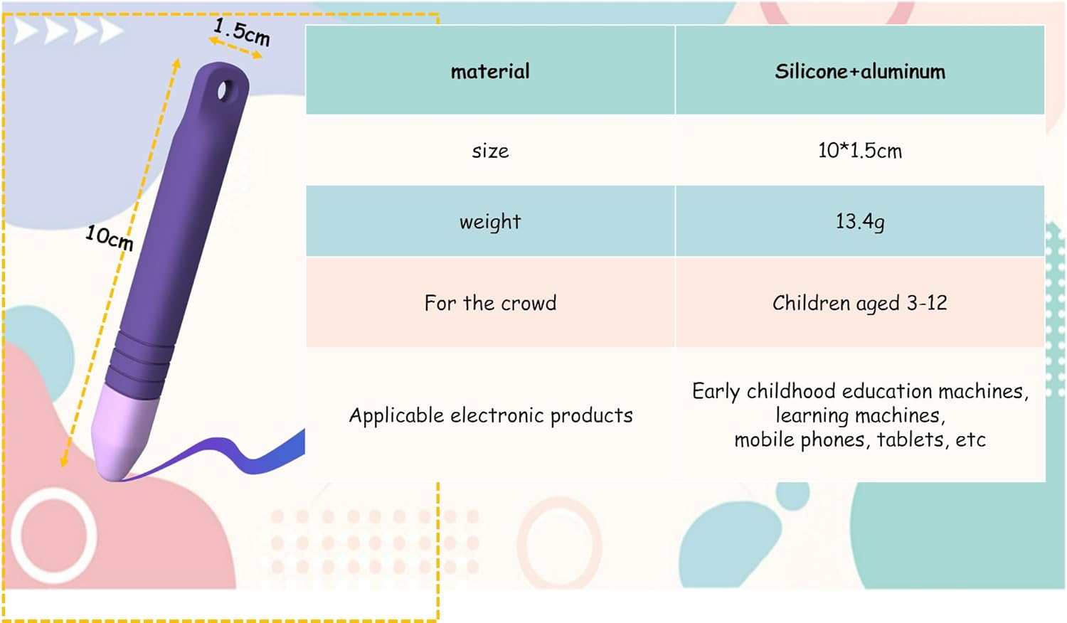 2 bolígrafos de dibujo de silicona para niños, iPad, iPhone, tabletas, Kindle u otros dispositivos de pantalla táctil, etc. (azul + morado) (azul +