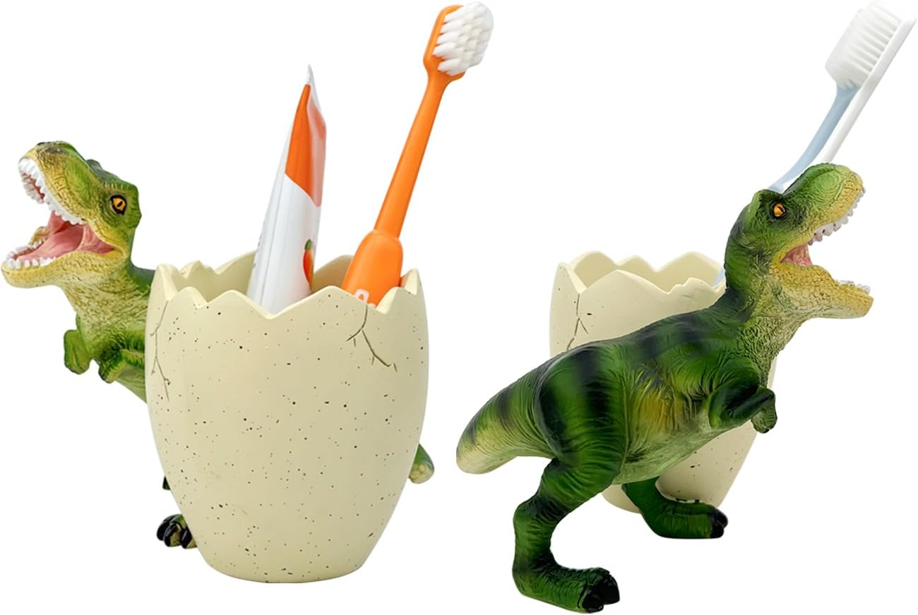 Porta cepillos de dientes de dinosaurio para baños – Lindo soporte para cepillos de dientes de dinosaurio – Soporte para cepillos de dientes y pasta